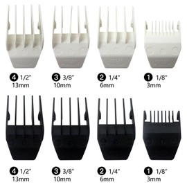 GRABOTE New 8x Attachment Comb Cutting Guide Replacement Fits for Wahl MAG, 1/8"- 1/2" Trimmer Cutting Guides Set, (4 Black + 4 White)