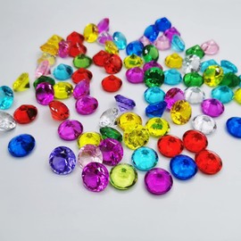 100 Pcs Acrylic Faux Diamonds Treasure Gems Jewels Craft Gemstones Rhinestones Wedding Centerpiece Vase Fillers Table Scatter Decorations Blue