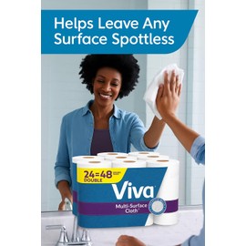 Multi-Surface Cloth Paper Towels 24 Double Rolls = 48 Regular – Strong & Soft Viva Signature Cloth, Select-a-Size Paper Towel Bulk Pack for Kitchen, Hand & Home Cleaning – Paper Towels Rolls
