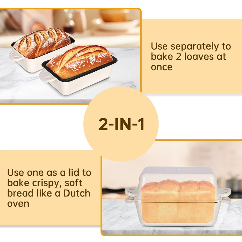 AILITOR 9x5 Enameled Cast Iron Loaf Pan with Lid -