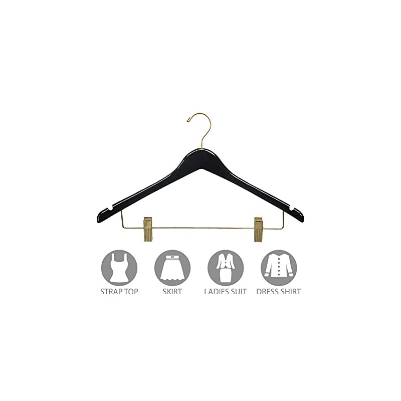 Premium Curved Wooden Skirt Hangers 12 Pack, Solid Wood Pant