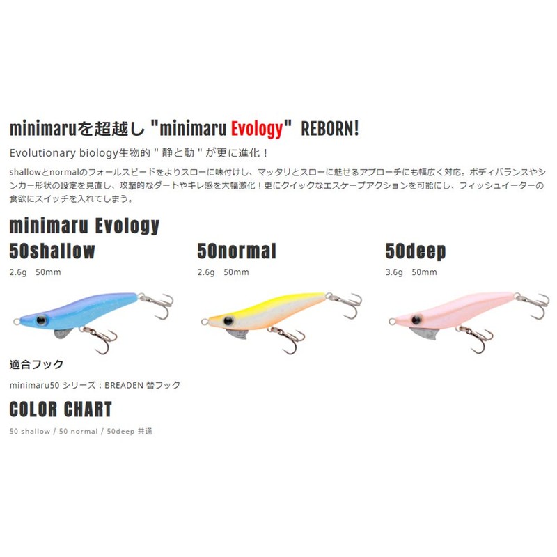 BREADEN Lure, Minimal, Ebology 50 Shallow 18 White Hololeum