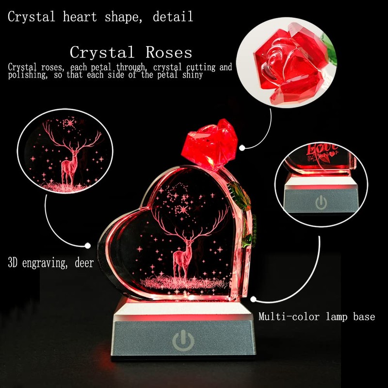 XuanMingyuan Crystal Heart Shaped Rose Deer Creative Home Decoration for