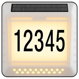 Infinite Basics Solar LED Address Sign – Waterproof House Number Plaque, Customizable Numbers & Letters, Auto Dusk-to-Dawn Light, 8.1 x 6.9 Inches