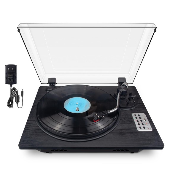 BIGMONAT Vinyl Record Player, 3 Speed Turntable with Bluetooth Built-in