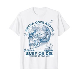 Arena Cove Beach Surfing Girl Pacific Ocean Surfboard Men's T-Shirt, White