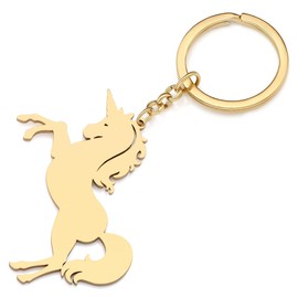 DUOWEI Cute Unicorn Keychain Unicorns Horse Keyring Jewelry Gifts Backpack Car Keys Charms Unicorn Decor for Women Girls (Gold A)