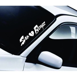 Sad Boyz v6 Car Decal Sticker Vinyl Truck Window Windshield Lettering Quote Art JDM Racing Auto Boys Girls Men Sadboyz Sad Boyz Broken Heart Club Funny Love Racing Speed (28" x 7")