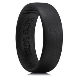 King Will Silicone Wedding Band for Men Women- 1.8mm Ultra Thin Ring Black Metallic Shimmer | Comfort Grip Inner Design | Hypoallergenic Rubber Ring Size 11