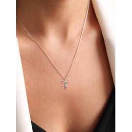 U7 Silver Cross Necklace for Women Cubic Zirconia Cross Pendant Stainless Steel Chain with Message Card To My Grandmother Jesus Necklaces Christian Jewellery for Her
