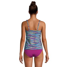 Lands' End Womens Chlorine Resistant Square Neck Tankini Top Deep Sea Navy/Spaced Dye Regular 6