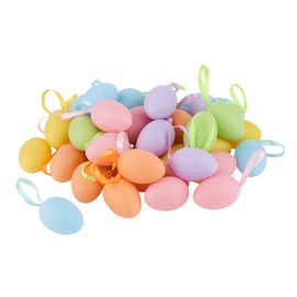 VBS Pack of 42 Easter Eggs for Hanging Colourful Plastic with Ribbons Pastel Colours 6 cm Decorative Eggs Easter Spring Egg