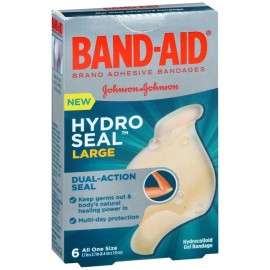 BAND-AID Hydro Seal Hydrocolloid Gel Bandages Large Strips 6 EA