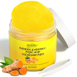 Turmeric Kojic Acid Cleansing Pads for Face 60 Pcs Turmeric Face Scrub Pads Vitamin C Pads for Face with Cotton Rounds