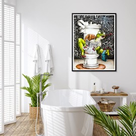 AIRDEA DIY Frog Diamond Painting Set Adults, Animal Diamond Painting Pictures 5D Frog Reading Book Diamond Art Kits Kids Diamond Painting Set Cross Stitch Painting by Numbers Kits Home Decor 30 x 40