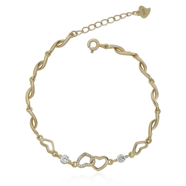 Meissa Silver Bracelet for Women Rose Gold Plated Heart Link