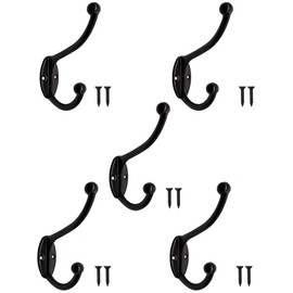 Fuxxer® 5 x Classic Coat Hooks, Towel Hooks, Clothes Hooks, Black