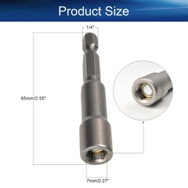 Utoolmart 1/4" Quick-Change Hex Shank 7mm Nut Setter Driver Drill Bit, 65mm Length, Metric No-magnetic 2 Pcs