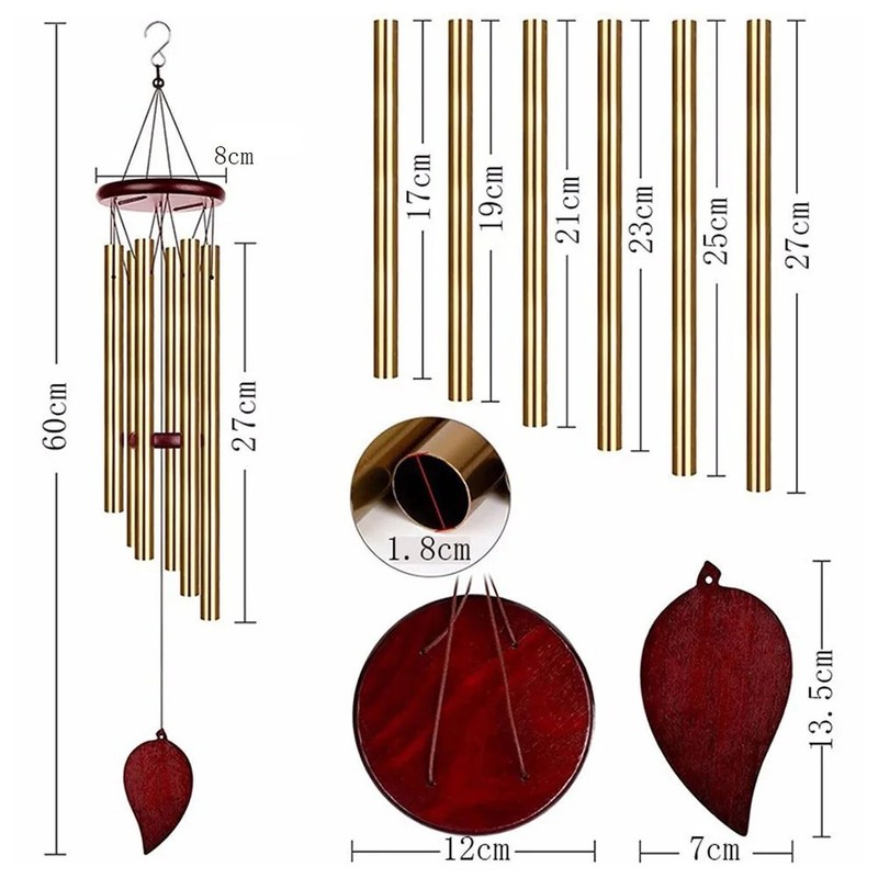 Wind Chimes Outdoor – Money Tree 6 Tubes Wind Chimes,