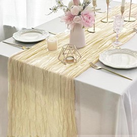 16 Pack Cream Cheesecloth Table Runner 20 x 120 inch Rustic Gauze Table Runner 10FT Sheer Boho Fabric Cheese Cloth Table Runner for Wedding Party Baby Bridal Shower