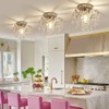 Q&S Small Crystal Chandelier Flush Mount Ceiling Light Fixtures Modern