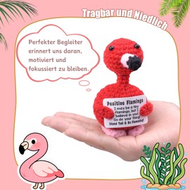 Mwmoeen Positive Flamingo, Creative Knitting Wool, Positive Animal Lucky Charm, Courage Gift, Get Well Soon Gift, First Day of School Gift for Men and Women