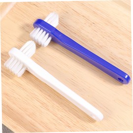 Healeved 4 Pcs Dual Heads Denture Brush Denture Brush for Cleaning Double Heads Denture Brush Small Denture Cleaning Brush Dual Heads Denture Toothbrushes Small Denture Brush