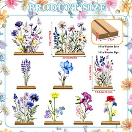 9 Pack Wooden Wildflower Party Decorations Wildflower Wooden centerpieces Table Signs Wildflower Baby Shower Decor Supplies Floral Party Wedding Decoration