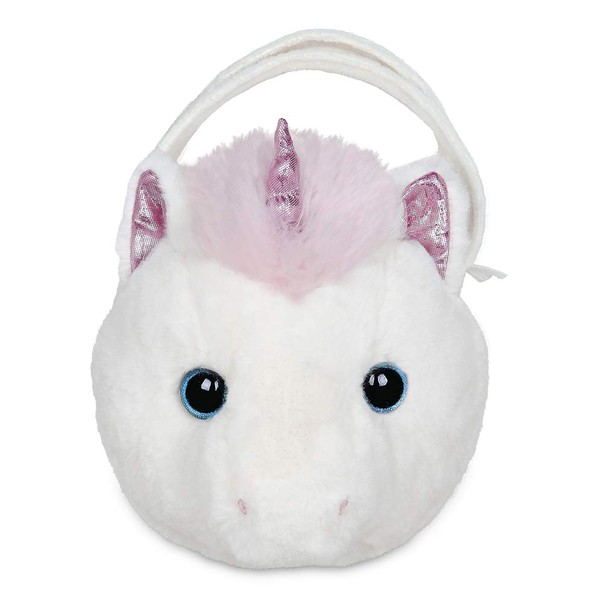 Bearington Dreamer Carrysome Girls Plush White and Pink Unicorn Stuffed Animal Purse, Handbag 7 inches