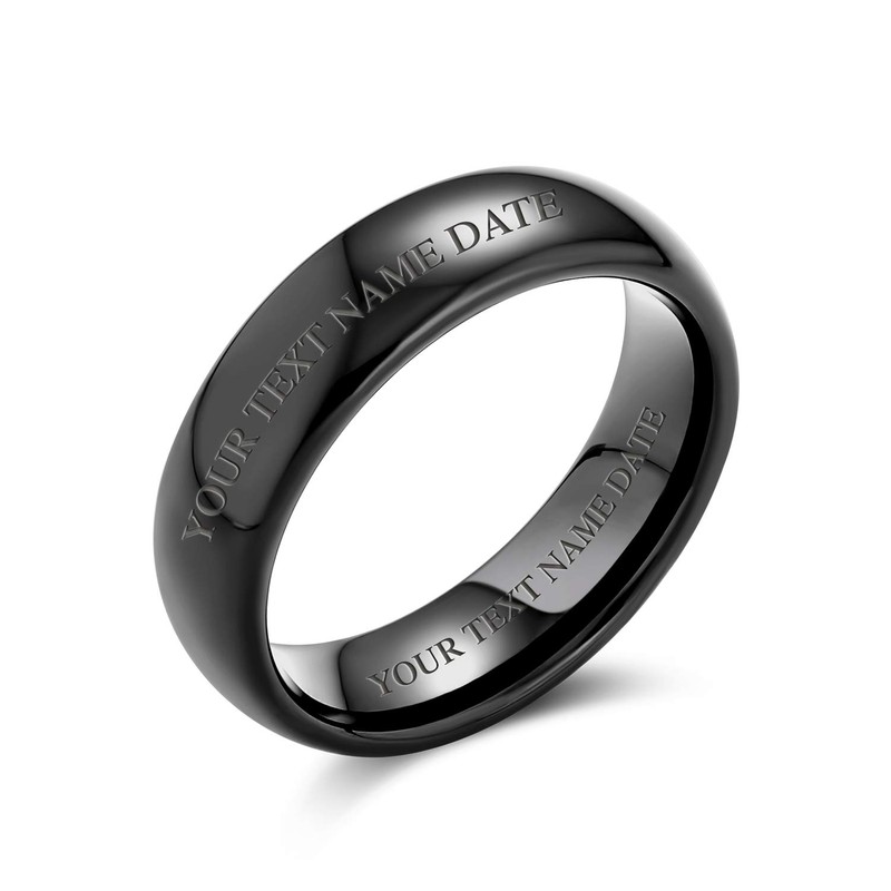 Bling Jewelry Black Tungsten Dome Wedding Band Ring 6mm