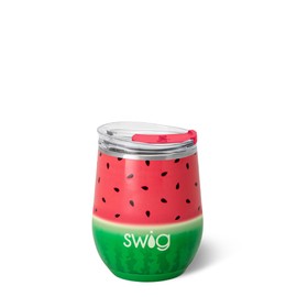 Swig Life 12oz Wine Tumbler with Lid, Stainless Steel, Dishwasher Safe, Portable, Triple Insulated Wine Tumbler (Melon Slice)