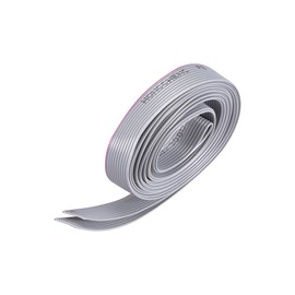 sourcing map 2m/6.6ft 1.27mm Pitch 10 Pin IDC Flat Ribbon Cable - Grey