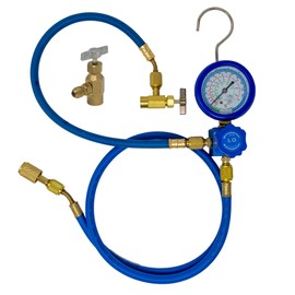 Leak Saver Complete R290 and R600A Charging Manifold Hose and Gauge Set with Included K28 (ICOR) Can Tap Valve and Piercing Can Tap - HVAC Tools Kit - Made in The USA