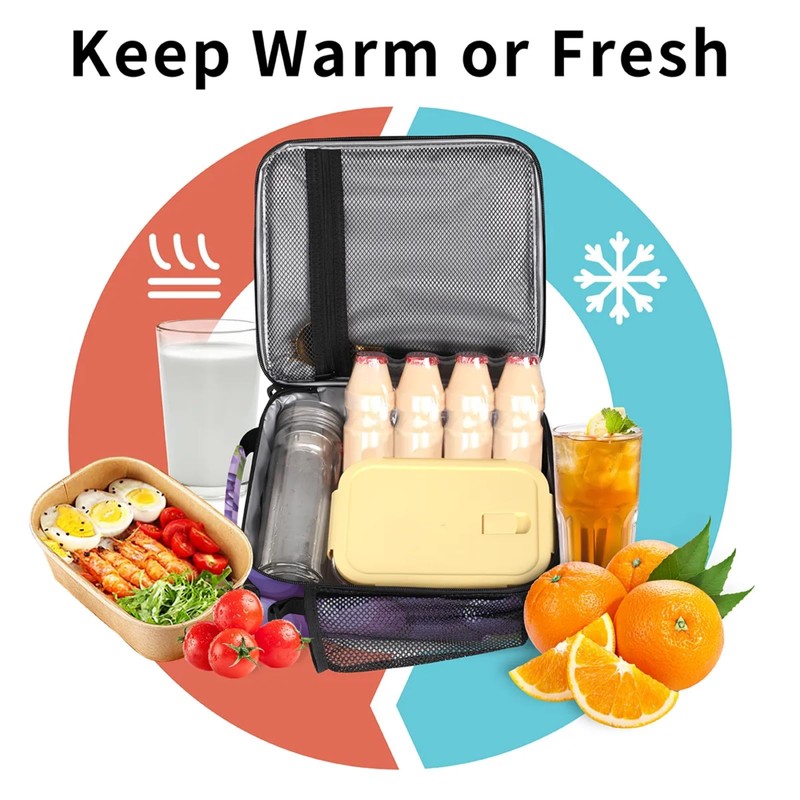 Eizlang Grape Insulated Lunch Bags Reusable Cooler Lunch Box Freezable