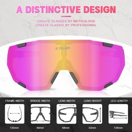 X-TIGER Polarized Cycling Glasses Men Women 5 Interchangeable Lenes UV400 Sports Sunglasses Baseball Running Fishing…