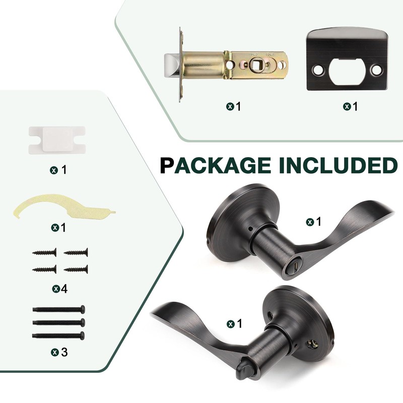 GOBEKOR 2 Pack Privacy Door Levers Interior Oil Rubbed Bronze