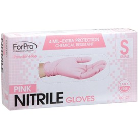 ForPro Professional Collection ForPro Professional Collection Disposable Nitrile Gloves, Chemical Resistant, Powder-Free, Latex-Free, Non-Sterile, Food Safe, 4 Mil, Pink, Small, 100-Count