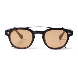 ADE WU Clip on over Glasses Sunglasses Vintage Small Round Clipon Sunglsses for Women Men Fashion Unisex Style(Black Glasses Frame + Brown lense)