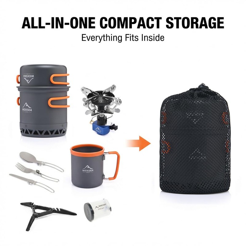 Widesea 1-2 Person Camping Cookware Set – Backpacking Pot with