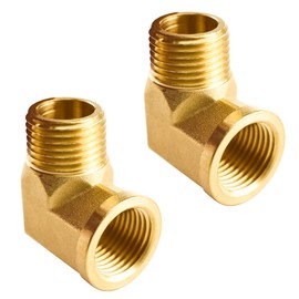Brass 90 Degree Barstock Street Elbow, ZESE 2pcs 1/8" NPT Male x 1/8" NPT Female Right Angle Steering Joints Solid Brass Forged Pipe Fittings
