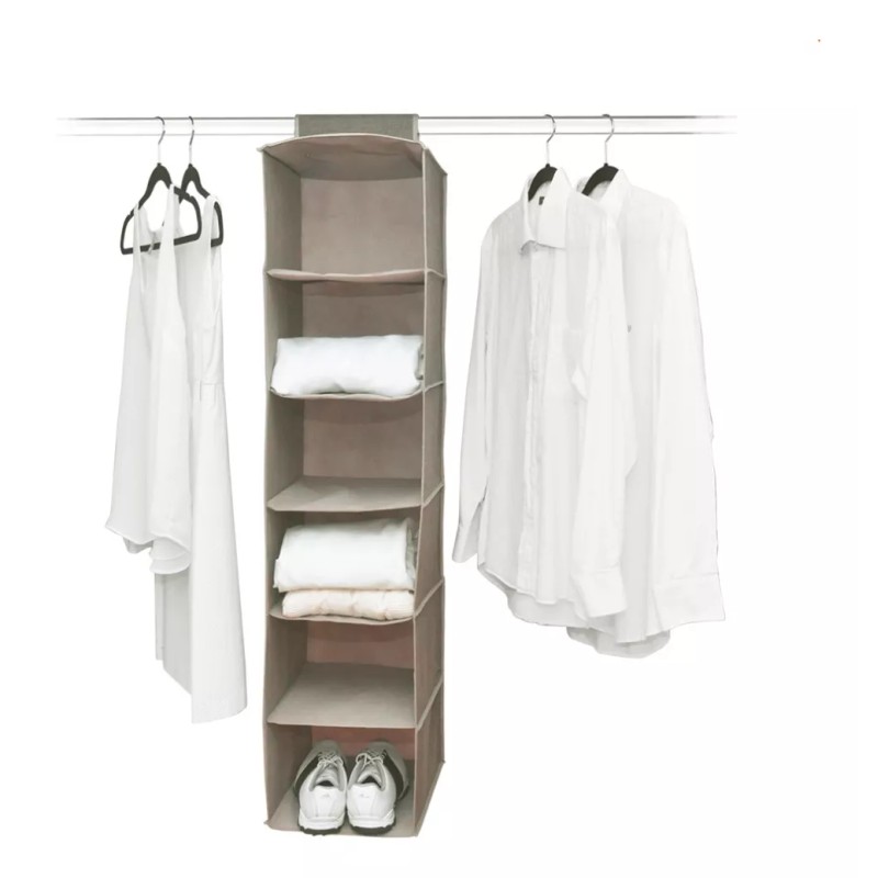 Escanver Organizador Closet Ropa Zapatos 6 Nivel Colgable Color Café