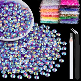 4000pcs 4mm Resin Rhinestones Bulk, Dark Purple AB Flatback Round Jelly Rhinestones Bedazzling Non Hotfix Crystal Gems Large Quantity Wholesale for DIY Crafts Clothes Tumblers Face Makeup Manicure