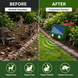 Solar Ultrasonic Animal Repeller for Outdoor Use – IP66 Motion Deterrent for Garden, Lawn & Yard Protection