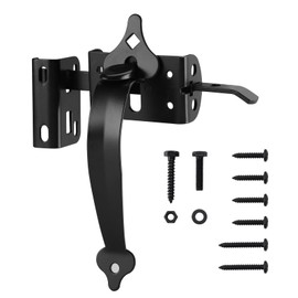 WellMade Thumb Gate Latch Heavy Duty,Self Locking Door Latches and 9" Handle Kit,Steel Gate Lock Hardware for Wooden/Vinyl Fence Swing Outdoor Gate,Black with Screw