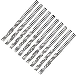 Yakamoz 10Pcs 1/8" Shank CNC Router Bits Spiral Upcut Carbide Flat Endmill Router Bits Single Flute Milling Cutter Tool for MDF Acrylic Wood PVC, 1" Cutting Length