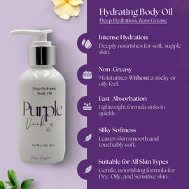 PURPLE DUCK Hydrating Body Oil for Women | Lightweight Natural Moisturizing Oil | Fast-Absorbing Moisturizer | Scented Body Oil for Women - Pink Pepper 3 Oz