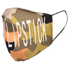 styleBREAKER Women's Fabric Mask Camouflage My New Lipstick, Double Layer, Reusable, Washable, Community Mask 08040006, Colour: Olive-Yellow/White