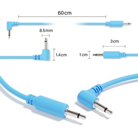 ExcelValley - Hybrid Mono Modular Patch Cables - TS 3.5mm 1/8" - Eurorack Synth Synthesizer [6A-Pack | 10 cm - 3.94"]