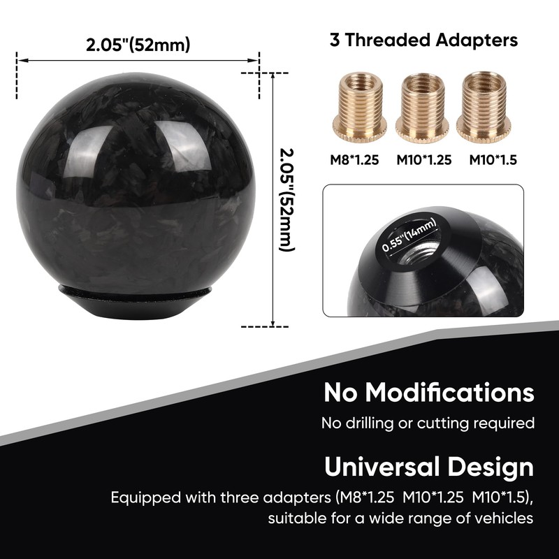 TIEVISHO Carbon Fiber Shift Knob Forged Marble Pattern Spherical Unique
