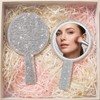 Rhinestone Hand Held Mirror with Handle Round Glitter Lash Mirror